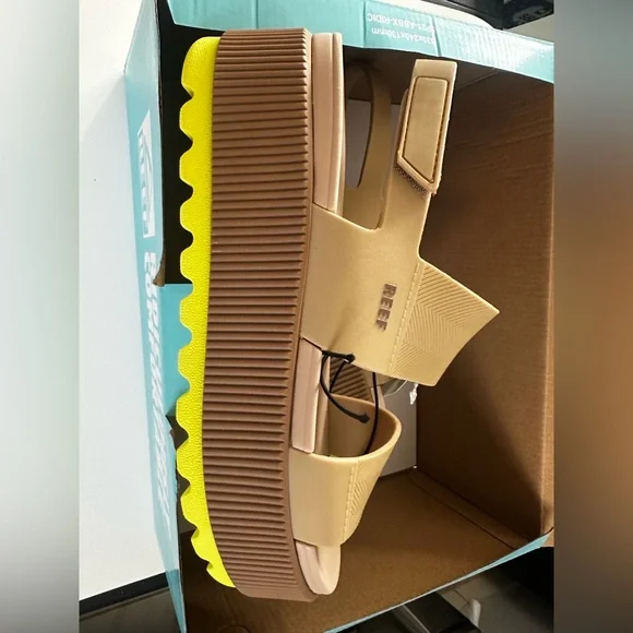 Reef Beige and Lime Water Vista Higher Platform Sandals - Picture 10 of 14